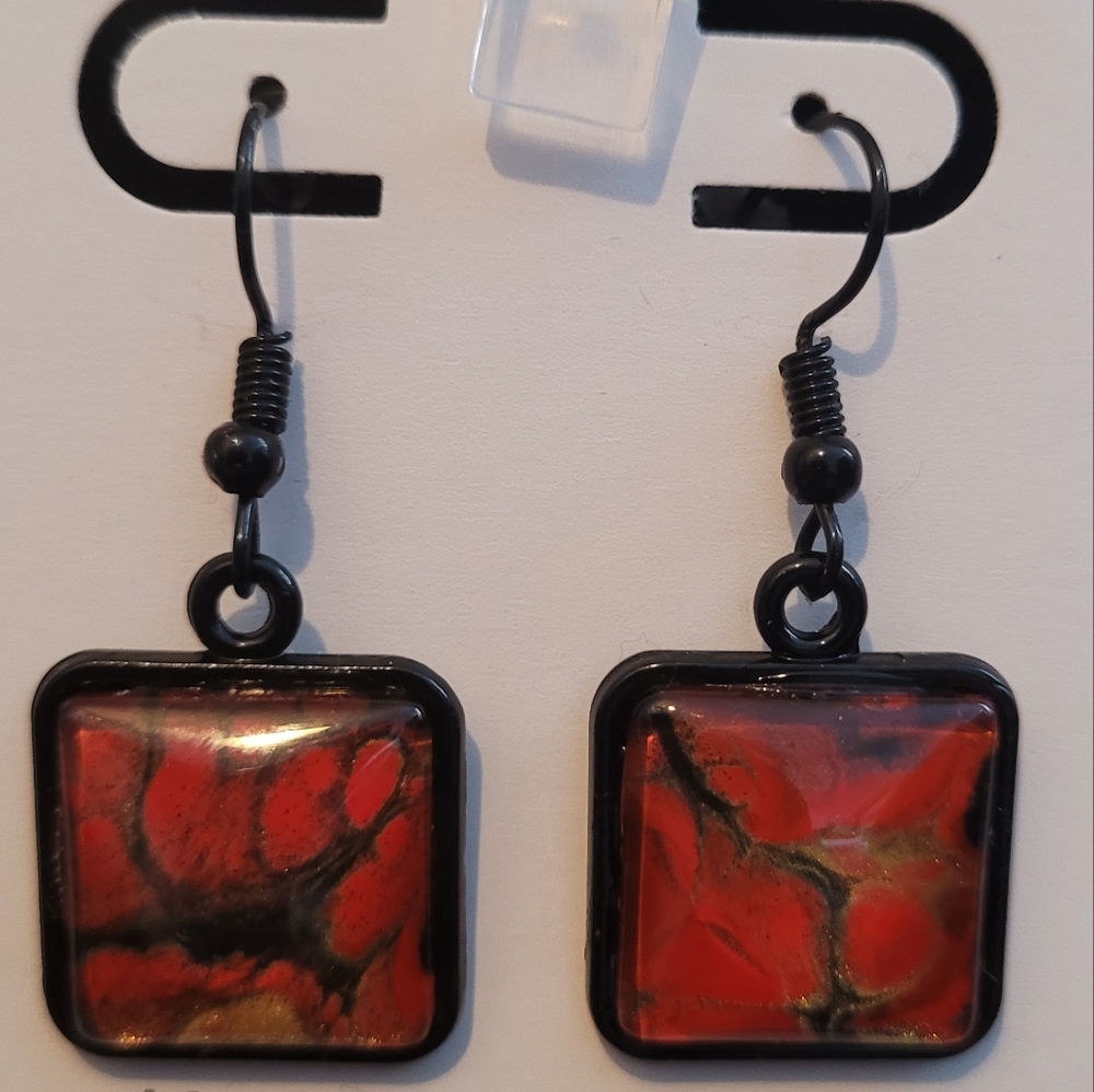 Handpainted glass earrings